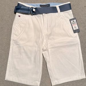 NWT Boys Tommy Hilfiger, gorgeous white shorts with navy belt